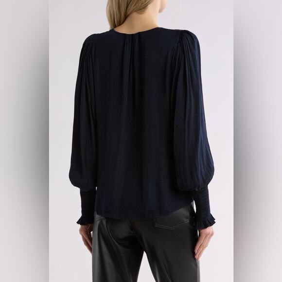 Rebecca Taylor Tie Neck Sateen Blouse - Picture 2 of 7